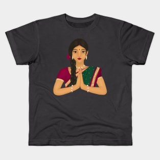 Indian lady Namaste Kids T-Shirt